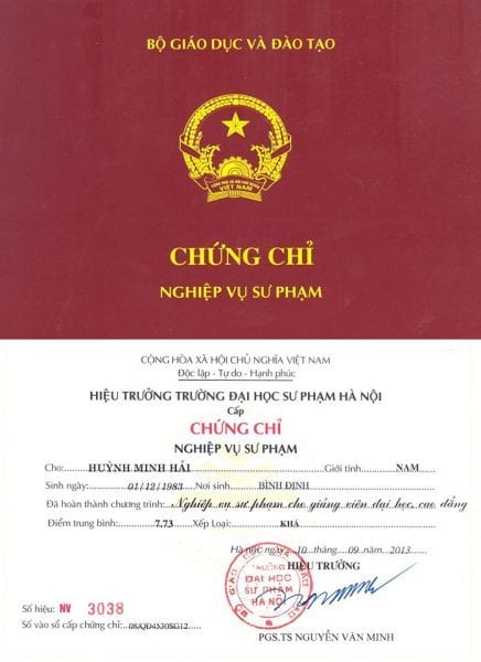 LÀM CHỨNG CHỈ NGHIỆP VỤ SƯ PHẠM CẤP TỐC