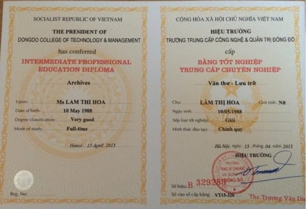Làm bằng trung cấp tại Hà Nội KHÔNG ĐẶT CỌC