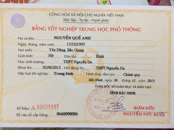 Chuyên Dịch Vụ Làm Bằng Cấp 3 ở Hà Nội Không Cọc Lấy Ngay