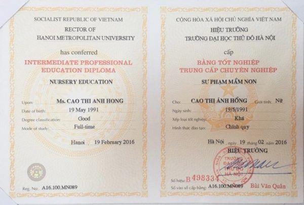 Làm Bằng Trung Cấp Sư Phạm Mầm Non Uy Tín Chất Lượng