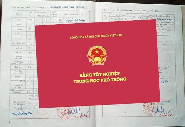 Mẫu bằng cấp 3 kèm học bạ