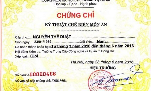 Giá Trị Của Chứng Chỉ Nghề Nấu Ăn