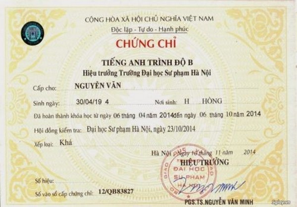Dịch Vụ Làm Chứng Chỉ Tiếng Anh Tại Bao Xin Việc