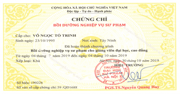 Làm Chứng Chỉ Bồi Dưỡng Nghiệp Vụ Sư Phạm Toàn Quốc