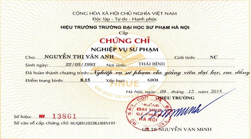 Làm Chứng Chỉ Bồi Dưỡng Nghiệp Vụ Sư Phạm Toàn Quốc