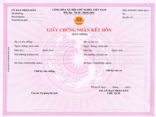 Mẫu giấy đăng ký kết hôn giả như thật được làm tại Bao Xin Việc
