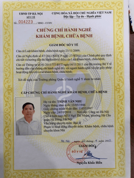 Chứng chỉ hành nghề khám chữa bệnh