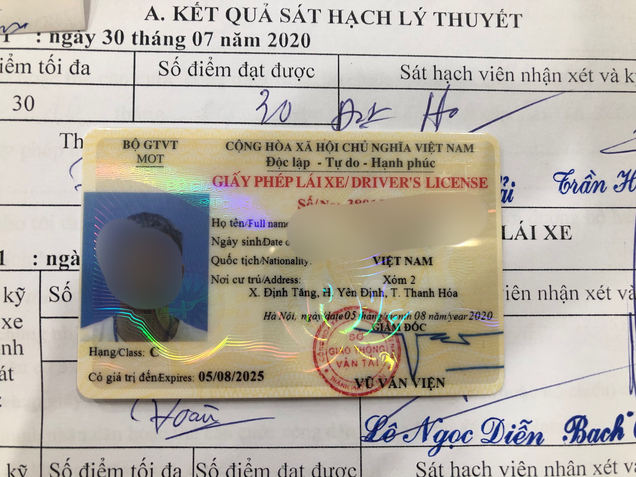 Bộ bằng lái xe hạng C có hồ sơ gốc - Mặt trước bằng lái hạng C