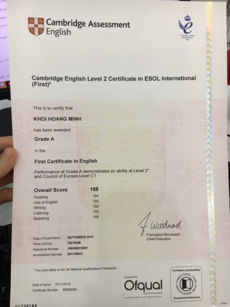 Làm Chứng Chỉ FCE Nhanh Chóng, Giống Thật 100% Tại Bao Xin Việc
