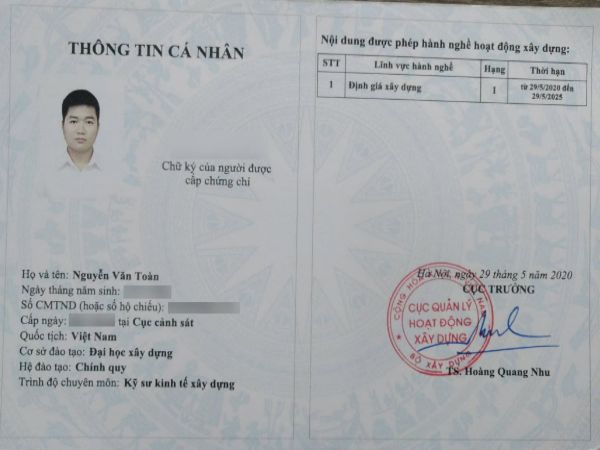 Chứng chỉ định giá xây dựng là gì?
