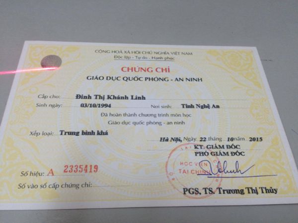 Dịch Vụ Làm Chứng Chỉ Quốc Phòng An Ninh Giá Rẻ