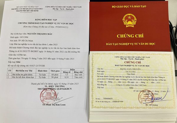 Bảng giá dịch vụ làm chứng chỉ tư vấn du học