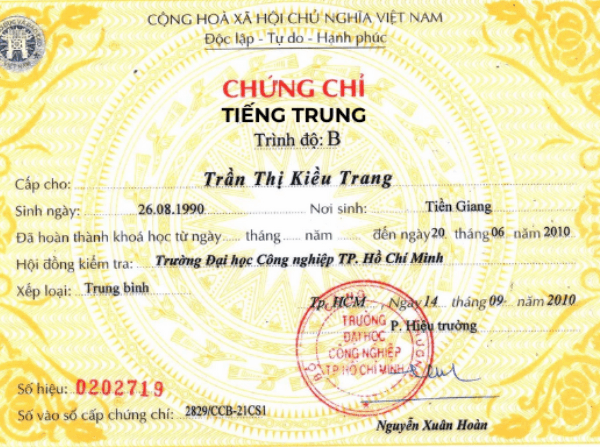 Làm Chứng Chỉ Tiếng Trung Không Cần Thi Bao Công Chứng