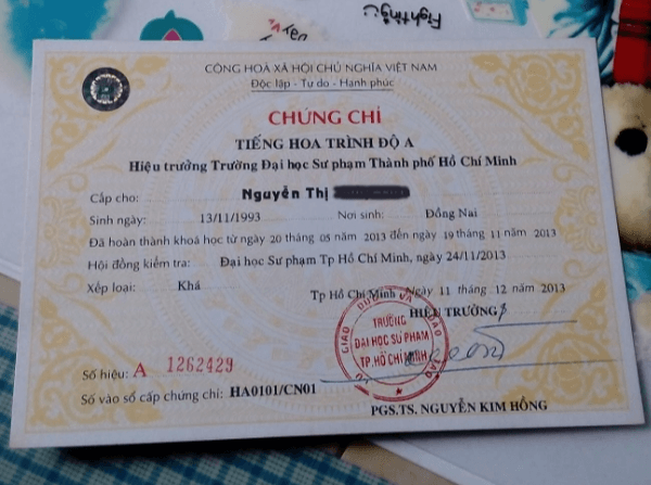 Làm Chứng Chỉ Tiếng Trung Không Cần Thi Bao Công Chứng