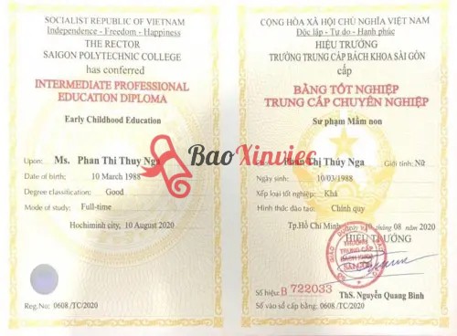 Cam kết dịch vụ làm bằng cấp 3 tại Bao Xin Việc