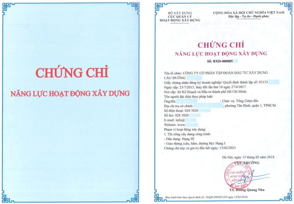 Chứng Chỉ Năng Lực Xây Dựng Hạng 2