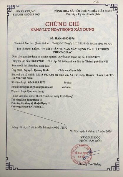 Chứng Chỉ Năng Lực Xây Dựng Hạng 2