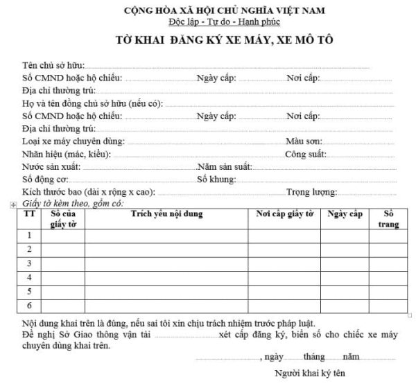 Thủ Tục Đăng Ký Xe Máy