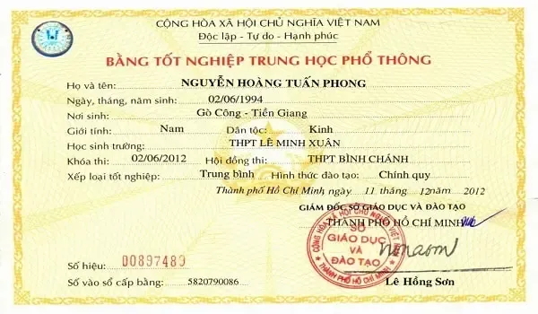 Bổ sung thông tin về bằng tốt nghiệp THPT tạm thời